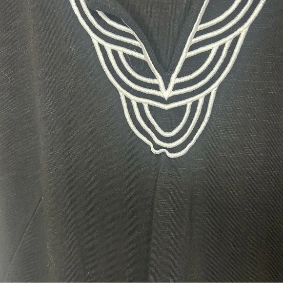 Talbots dress casual cotton short sleeve embroidered neck size large - Picture 5 of 10